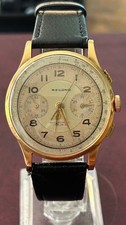 Record Chronograph Swiss Rose Gold 18 K Vintage Rare Bi-Tonale Oversize