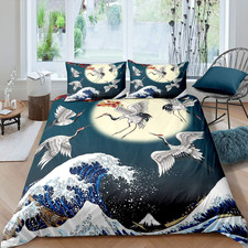 Set Di Biancheria Da Letto Giapponese Ukiyoe Con Stampa 3D Con Gru a Corona Ross