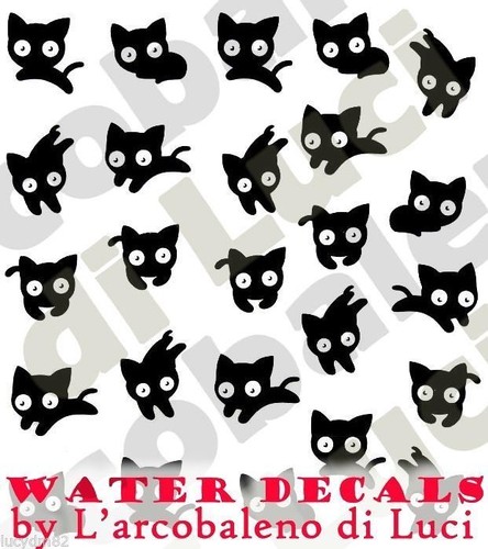 Water decals gattini neri - water,