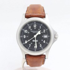 Orologio Hamilton Khaki Field 9821C Quadrante Nero Quarzo Acciaio Inox Pelle