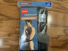 HANES Bikini Uomo String Intimo L Fuori Produzione RARO Confezione 6 Slip Jock NOS