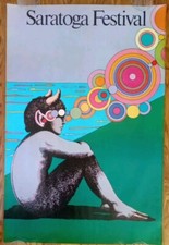 Poster Vintage Originale Musica 1980 Milton Glaser Saratoga Festival New York