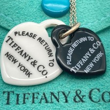 Tiffany & Co. Return to Black White Bone doppio cuore 16" 3,5 g