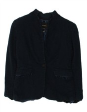 Giacca blazer donna MASSIMO DUTTI 1 bottone UK 4 XS blu navy lana BB42