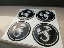 TUNING ADESIVO STICKERS 3D RESINA X 4 PZ 50 mm ABARTH NERO FIAT 600 SEICENTO