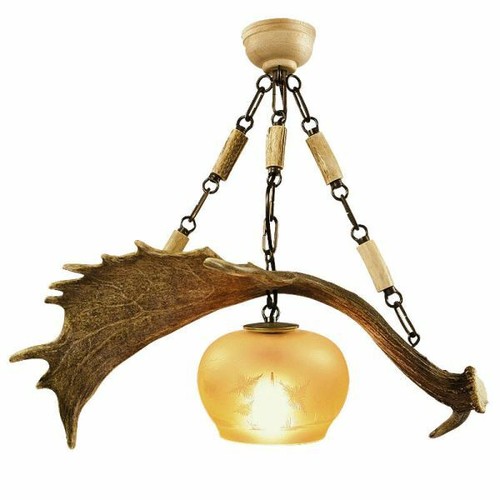 Lampadario con vere corna - , di