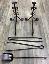 Set camino in ferro portalegna + tre attrezzi accessori caminetto casalinghi