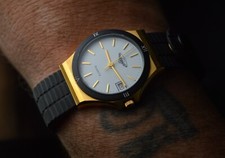 TAVERNIER UNISEX VINTAGE 30MM H U B L O T STYLE OROLOGIO FONDO DI MAGAZZINO NOS