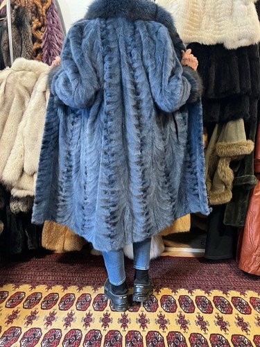 Cappotto visone blu - visone, con