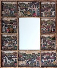 Specchiera vintage in legno, manifattura artigianale - Sudamerica - cm.43,5x36x2