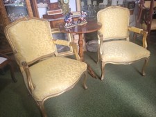 Coppia poltrone, seggiole con braccioli legno dorato epoca '800