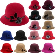 Femmes Dames Vintage Laine Ronde Fedora Noeud Melon Chapeau Élégant Jazz /