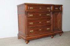 Antico comò – cassettone in noce XIX sec con marmo bardiglio. 5 cassetti . 