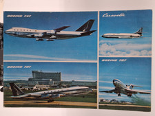 🟢 cartolina d'epoca sabena belgian airlines, caravelle, boeing 727 - 707 - 747