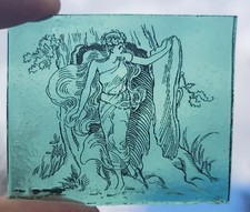 Vetro colorato signora dea pezzo forno cotto verde antico vetro art deco