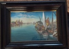 Quadro barche alla foce senza
