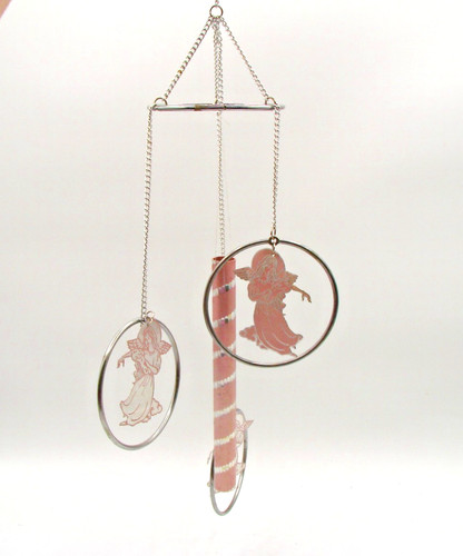 Angel wind chimes pink silver - angel,