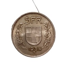 SVIZZERA 5 FRANCHI 1954 ARGENTO