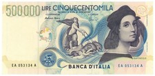 500000 LIRE BANCA D'ITALIA RAFFAELLO LETTERA A 13/05/1997 SPL+