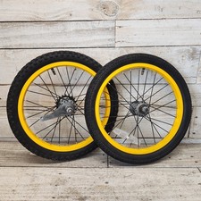 Set Ruote Bmx 16" Pit Bike Mini Vintage Old School Coaster Freno Ruote Giallo