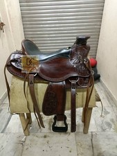 A Fork Premium Western Leather Wade Tree Roping Ranch Selle per cavalli 10-18
