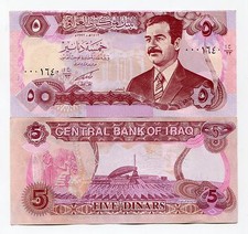 Banconota Saddam Iraqi 5