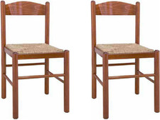 SET 2 SEDIE in LEGNO SALA CUCINA PISA SEDUTA PAGLIA ARTE POVERA NOCE BASSANO