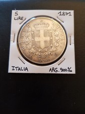 Silver coin 5 lire 1871