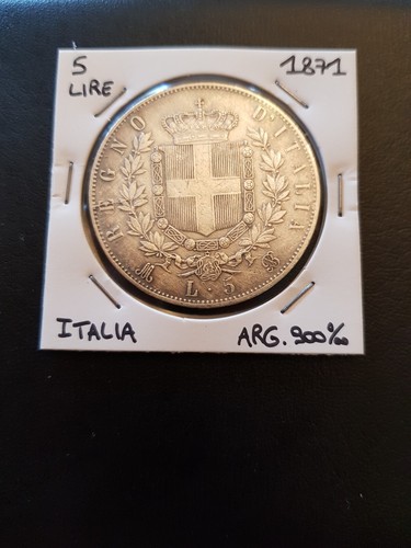 Moneta argento lire 1871 - 5,