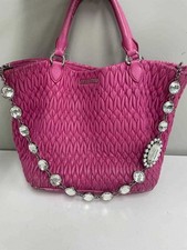 miu miu borsetta tote logo matelassé gioiello pelle rosa donna USATA DAL GIAPPONE