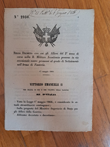 Regio decreto 2930 1866 - decreto,
