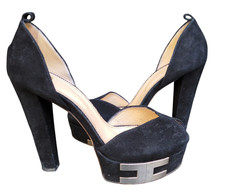 ELISABETTA FRANCHI SCARPA DONNA IN PELLE SCAMOSCIATA N°40 TACCO CM.12