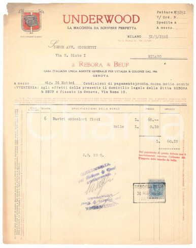 1928 milano underwood nastri - 1928,