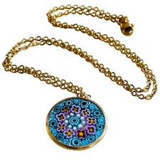 Collana Vintage Blu Rosa Arte