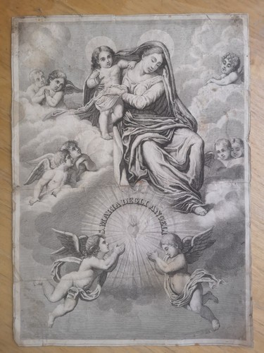 Incisione antica rara santa - e,
