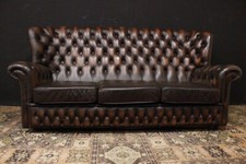 Divano / Sofa / 3 posti / originale Chesterfield Chester /pelle marrone capriolo