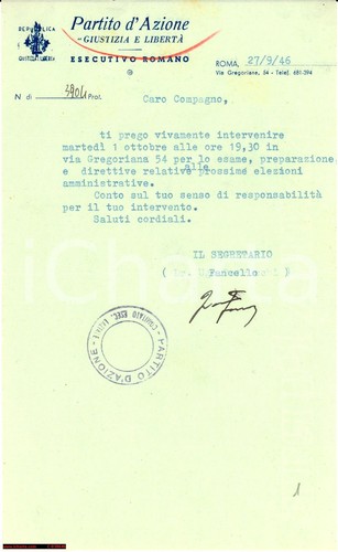 1946 partito azione - 1946, d'azione
