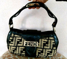 borsa di pelle e di tessuto FENDI, borsetta original FENDI bag FENDI Handtasche 