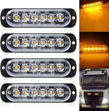 4 Luci Ingombro Lampeggiante Strobo Giallo Stoboscopico 6 LED 18W 12-24V camion