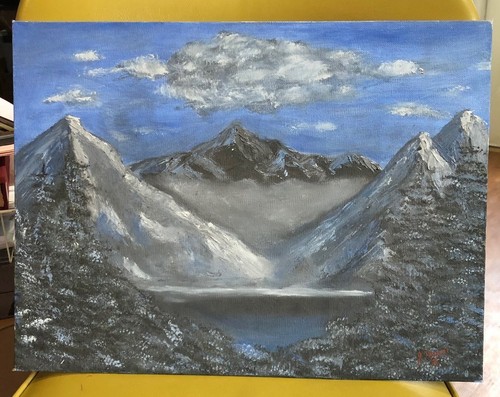 Quadro paesaggio vintage lago