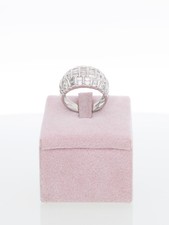 Anello a Fascia in Oro Bianco 18kt con sezioni di Diamanti - marcato Salvini