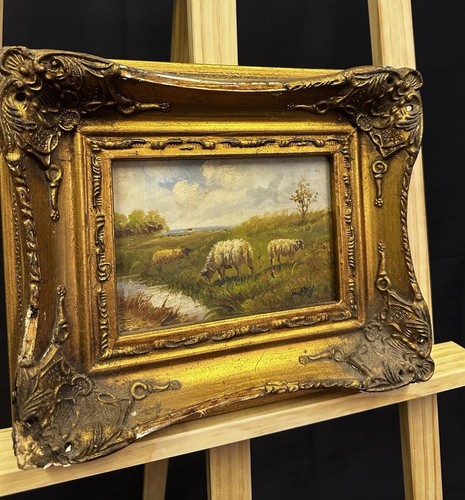 Dipinto olio paesaggio ornato