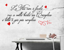 Adesivi murali vasco rossi vita complice wall stickers Frasi decorazione parete