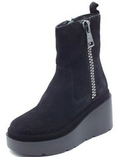 CAFèNOIR HA6011 Nero Tronchetti per Donna in nabuk con lampo e zeppona