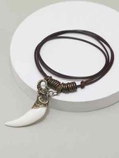 Collana cordino uomo con dente