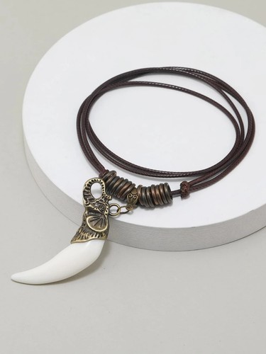 Collana cordino uomo con - , dente