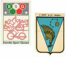 2 ADESIVI ESERCITO e AVIAZIONE- 5° RGPT AVES "RIGEL" e ESERCITO SPORT GIOVANI
