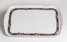 Vassoio fine Porcellana pregio AMC BELGE Bianco decoro arte floreale vintage-208