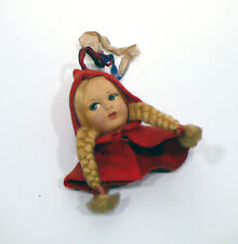 Bambolina di pezza cappuccetto rosso pendente da specchietto aa '50 vintage v390