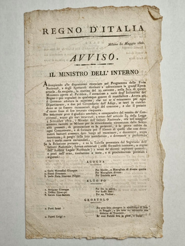 Milano antico documento - antico, avviso